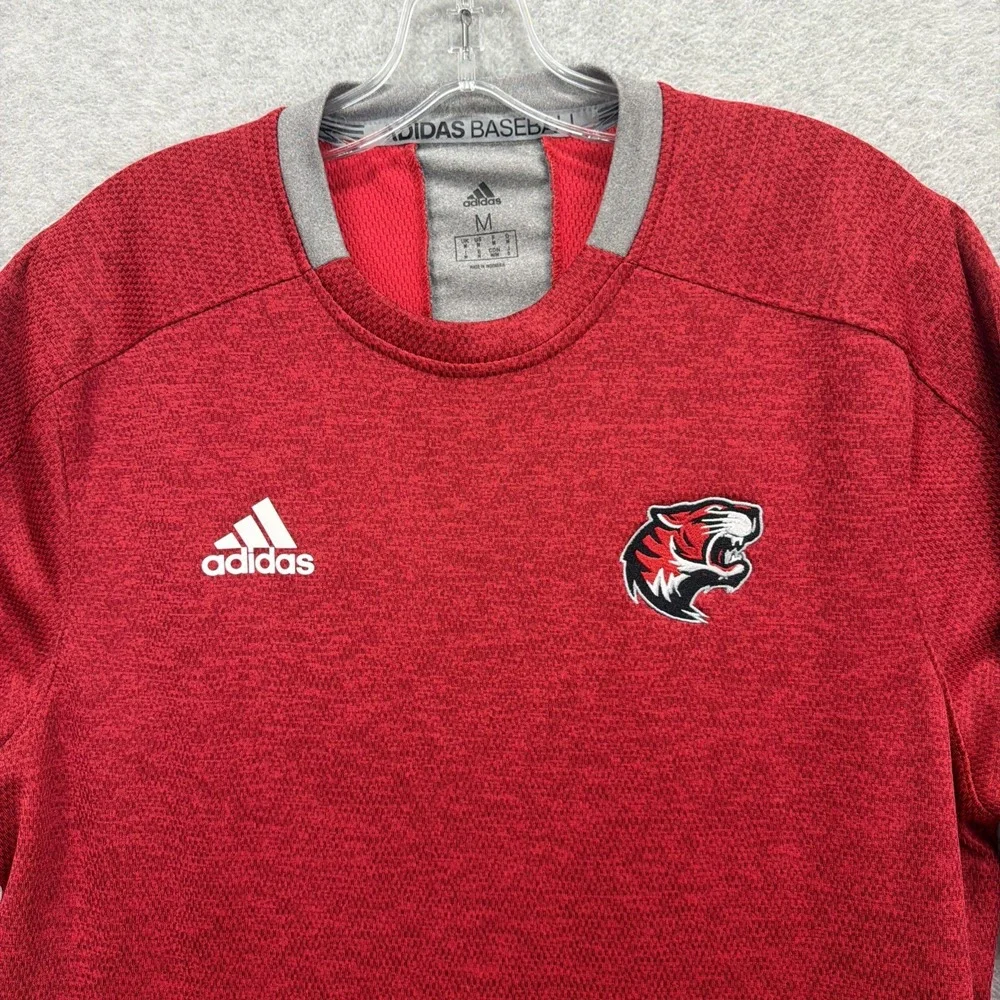 Adidas Baseball Sweatshirt‎ Mens Medium Red Pockets Saber Tooth Tigers School